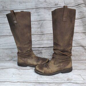 Roots Soft Brown Distressed Leather Equestrian Riding Boots